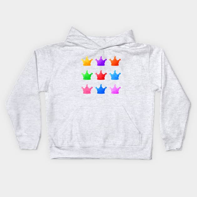 Colorful Watercolor Crowns Pack Kids Hoodie by alien3287